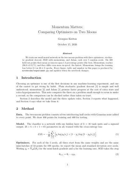 The first page of the article with a notebook template