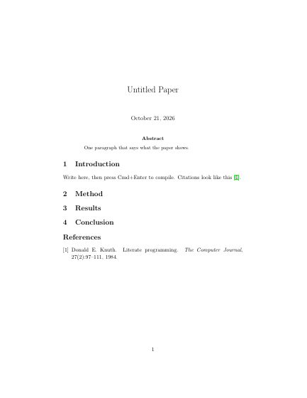 The first page of the plain article template